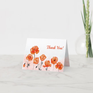 Tarjeta De Agradecimiento Amapolas de Acuarela Roja Personalizadas Gracias