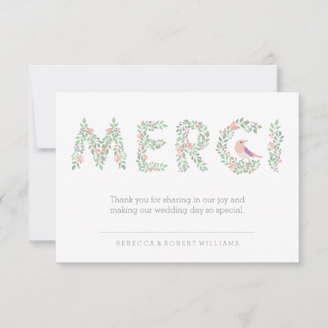 Tarjeta De Agradecimiento Amar a Aves y Letras Gracias (Anverso)