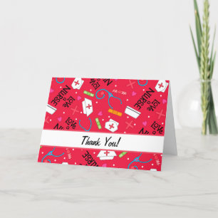 Tarjeta De Agradecimiento Amar a una enfermera Gracias al arte médico Rojo