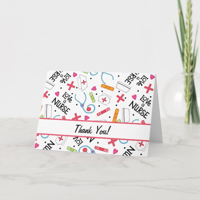 Tarjeta De Agradecimiento Amar a una enfermera Gracias por el arte médico Bl (Anverso)