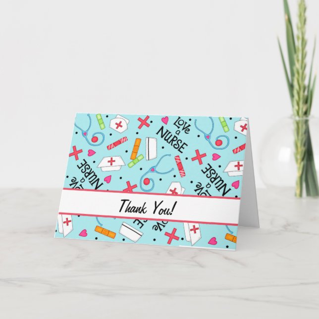 Tarjeta De Agradecimiento Amar a una enfermera Gracias por el arte médico Lu (Anverso)