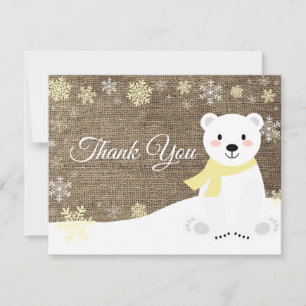 Tarjeta de agradecimiento amarilla de oso polar de