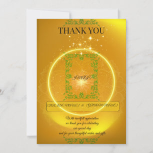 Tarjeta de agradecimiento amarilla elegante con de