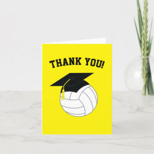 Tarjeta De Agradecimiento Amarillo de los deportes de graduación de voleibol