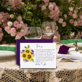 Tarjeta De Agradecimiento Amarillo  ducha de novia de girasol acuarela