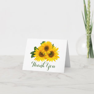 Tarjeta De Agradecimiento Amarillo Floral Girasol Verde Gracias Rústico