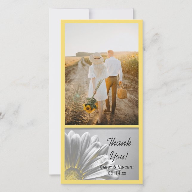 Tarjeta De Agradecimiento Amarillo Floral Highlights Boda Gracias (Anverso)