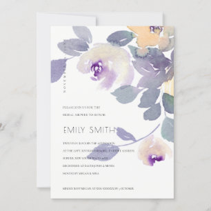 TARJETA DE AGRADECIMIENTO AMARILLO MAUVE LILAC FLORAL BRIDAL SHOWER INVITE