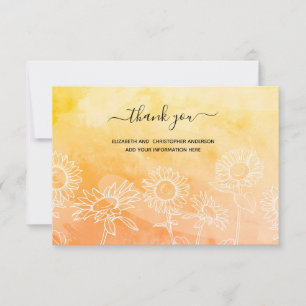 Tarjeta De Agradecimiento Amarillo Naranja Blanco Floral Caligrafía Elegante