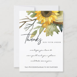 TARJETA DE AGRADECIMIENTO AMARILLO SUNFLOWLOWER FLORAL CORPORATE LOGO DE NEG