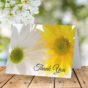Tarjeta De Agradecimiento Amarillo White Daisies Compasión Funeral Gracias