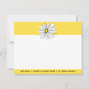 Tarjeta De Agradecimiento Amarillo y Blanco Caprichoso Daisy Social Gracias