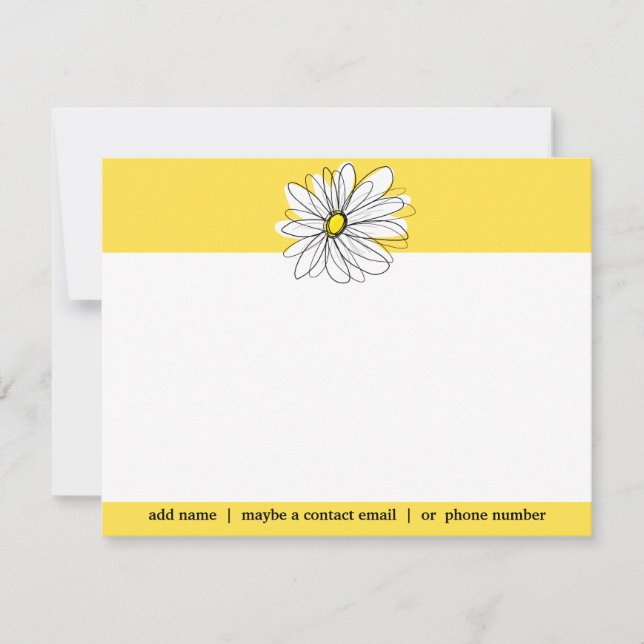 Tarjeta De Agradecimiento Amarillo y Blanco Caprichoso Daisy Social Gracias (Anverso)