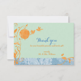 Tarjeta De Agradecimiento Amarra jaula pájaros Mint Green Boda Gracias