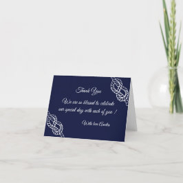 Tarjeta De Agradecimiento Amarró Al Boda Del Cuello Náutico Blanco Y Naval