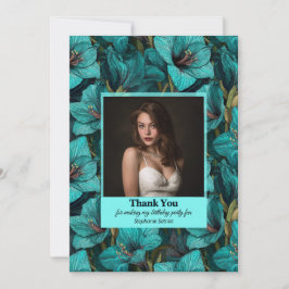 Tarjeta De Agradecimiento Amaryllis Femenino Cumpleaños Colorido de Moda