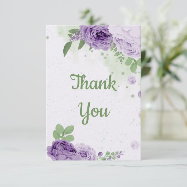 Tarjeta De Agradecimiento amazing purple flowers greenery botanical  (Anverso de pie)