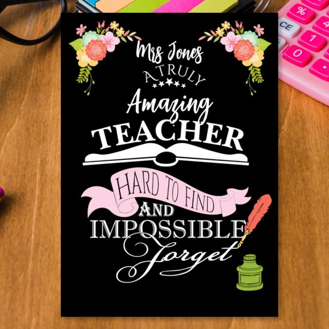 Tarjeta De Agradecimiento Amazing Teacher Floral Thank You appreciation  (Subido por el creador)