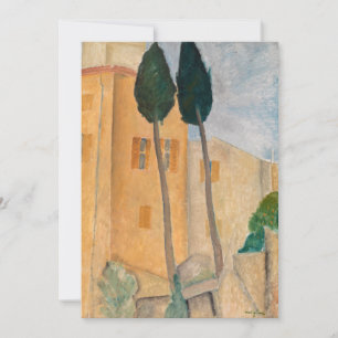 Tarjeta De Agradecimiento Amedeo Modigliani - Cipreses y Casas en Cagnes