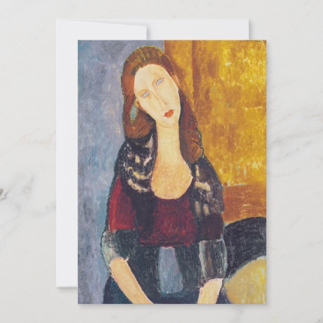Tarjeta De Agradecimiento Amedeo Modigliani - Retrato Jeanne Hebuterne #2 (Anverso)