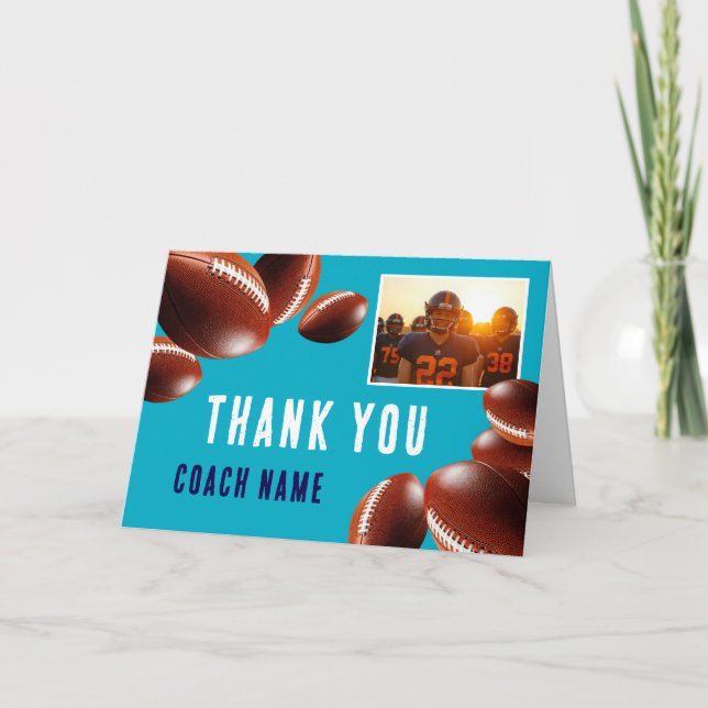 Tarjeta De Agradecimiento American Football Coach Name Photo (Anverso)