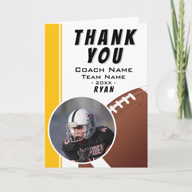 Tarjeta De Agradecimiento American Football Coach Team Player (Anverso)