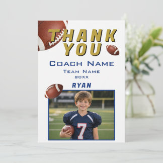 Tarjeta De Agradecimiento American Football Photo Player Team Coach