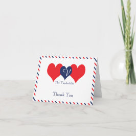 Tarjeta De Agradecimiento Americana Hearts Boda Gracias