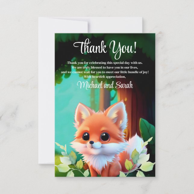 Tarjeta De Agradecimiento Amigos del bosque de animales de bosque dibujando  (Anverso)