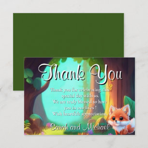 Tarjeta De Agradecimiento Amigos del bosque de Woodland lindo bebé zorro