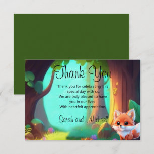 Tarjeta De Agradecimiento Amigos del bosque de Woodland lindo bebé zorro
