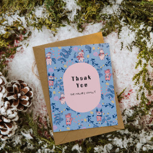 Tarjeta De Agradecimiento Amigos Divertidos del Bosque Patrón del Bosque Inv