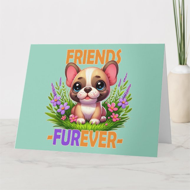 Tarjeta De Agradecimiento Amigos Furever. Perro de Bulldog francés (Anverso)