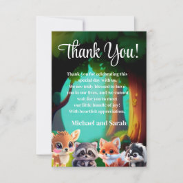 Tarjeta De Agradecimiento Amigos lindos del bosque zorro mofeta mapache cier