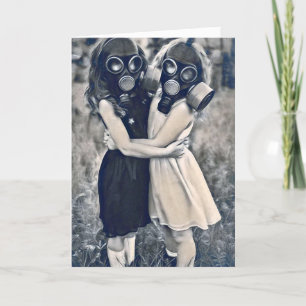 TARJETA DE AGRADECIMIENTO AMIGOS PARA SIEMPRE GAS MASK BESTIES GREETING CARD