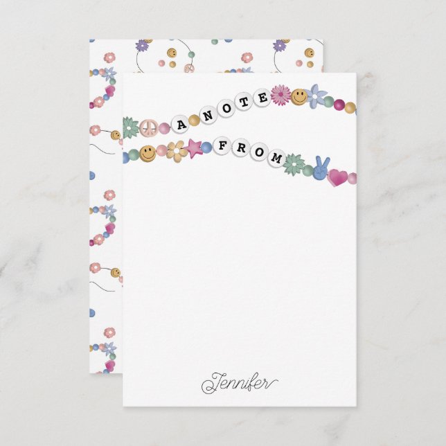 Tarjeta De Agradecimiento Amistad Pulsera Chica Joyería Niños Personalizados (Anverso / Reverso)