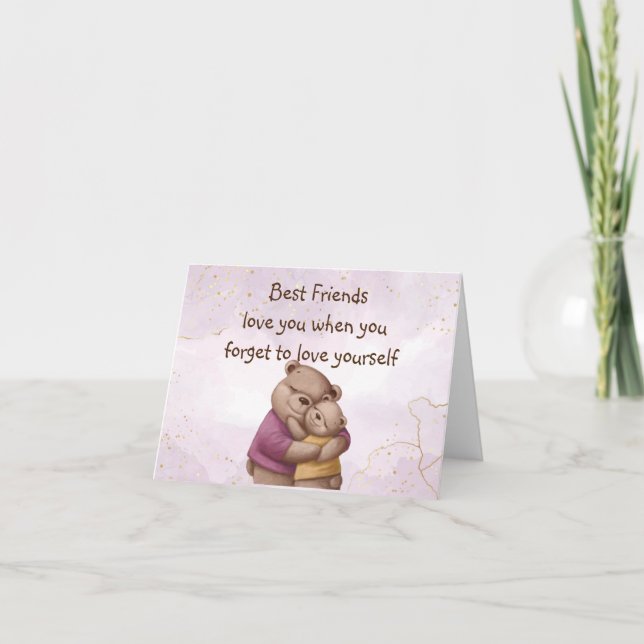Tarjeta De Agradecimiento Amistad Teddy Bear Te ama Inspirador (Anverso)