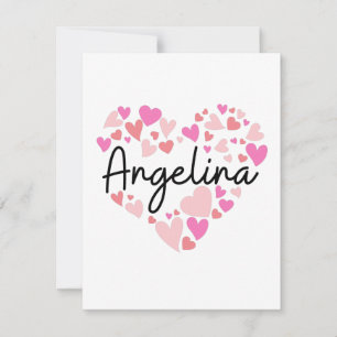 Tarjeta De Agradecimiento Amo a Angelina - corazones para Angelina