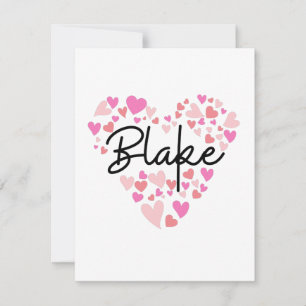 Tarjeta De Agradecimiento Amo a Blake - corazones para Blake