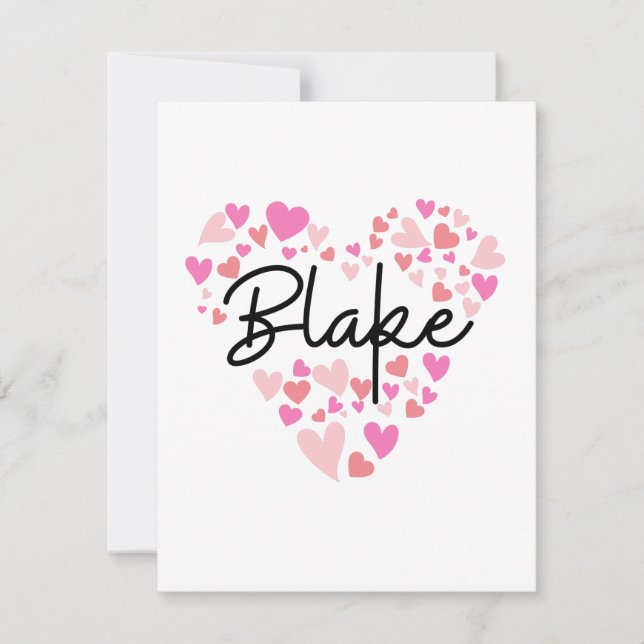 Tarjeta De Agradecimiento Amo a Blake - corazones para Blake (Anverso)