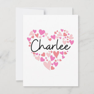 Tarjeta De Agradecimiento Amo a Charlee - corazones para Charlee