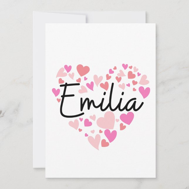 Tarjeta De Agradecimiento Amo a Emilia (Anverso)
