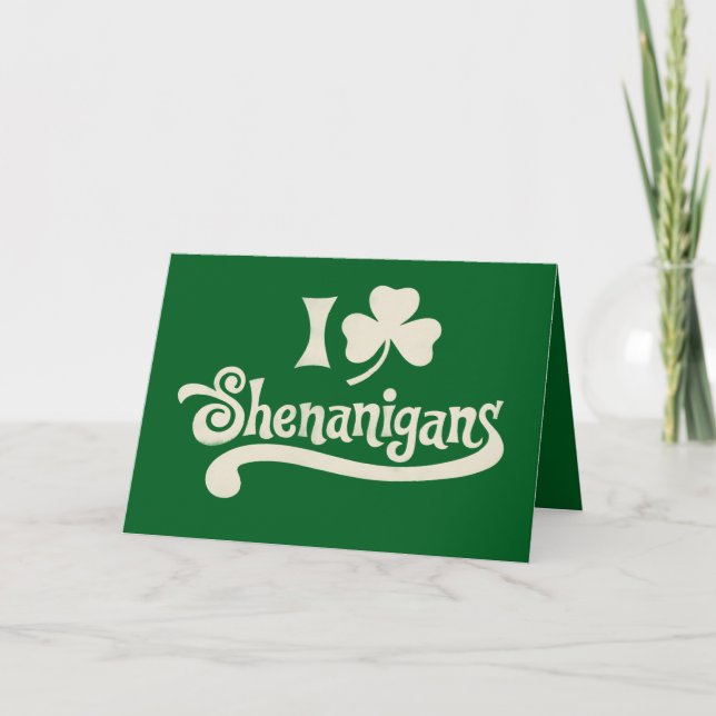 Tarjeta De Agradecimiento Amo a Shenanigans Clover Shamrock St Patrick (Anverso)