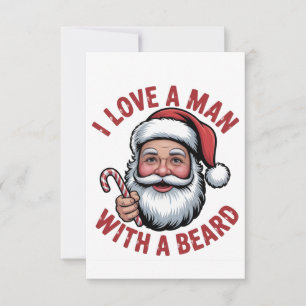 Tarjeta De Agradecimiento Amo a un hombre con barba Santa barbudo Navidad