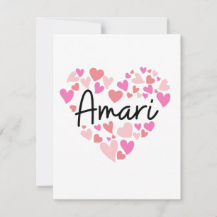 Tarjeta De Agradecimiento Amo Amari - corazones para Amari