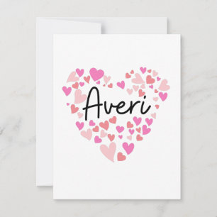 Tarjeta De Agradecimiento Amo Averi - corazones para Averi