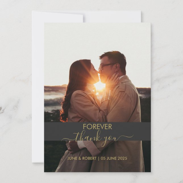 Tarjeta De Agradecimiento Amo por la foto del aniversario moderno (Anverso)