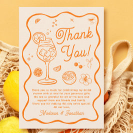 Tarjeta De Agradecimiento Amor a Primera Copa de Spritz: Despedida de Solter