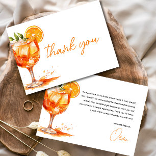 Tarjeta De Agradecimiento Amor a Primera Spritz Fiesta Naranja de Despedida 