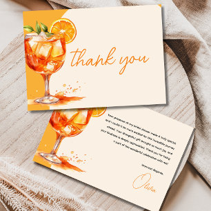 Tarjeta De Agradecimiento Amor a Primera Spritz Fiesta Naranja de Despedida 